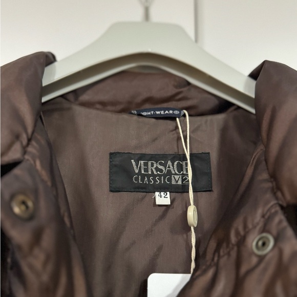 Versace Dark Brown Puffer Coat - Picture 2 of 14